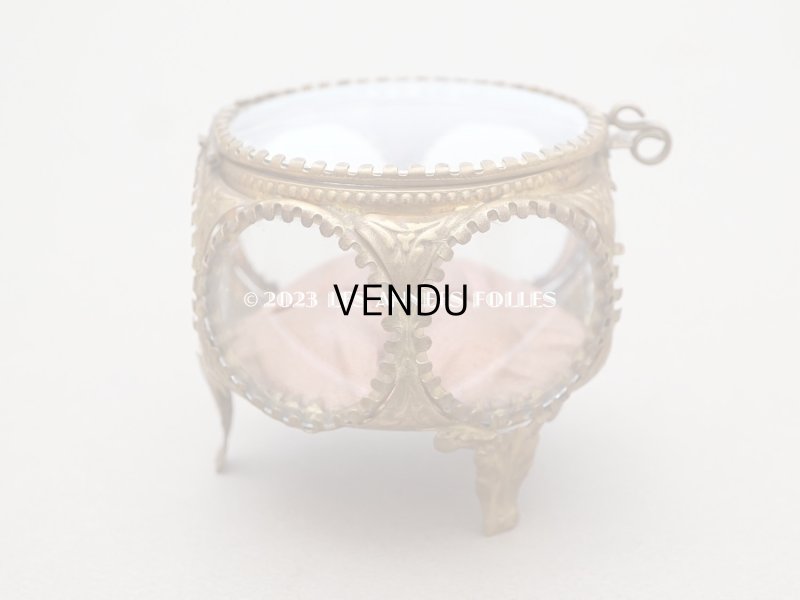 画像4: 19世紀末 アンティーク ジュエリーボックス 　スモーキーなピーチピンク シルク製クッション　