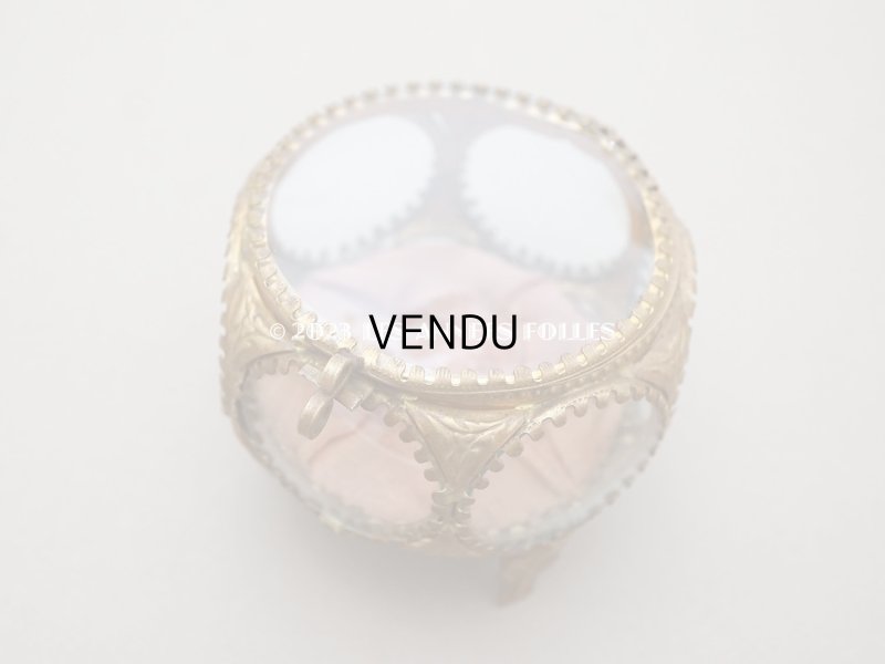 画像6: 19世紀末 アンティーク ジュエリーボックス 　スモーキーなピーチピンク シルク製クッション　