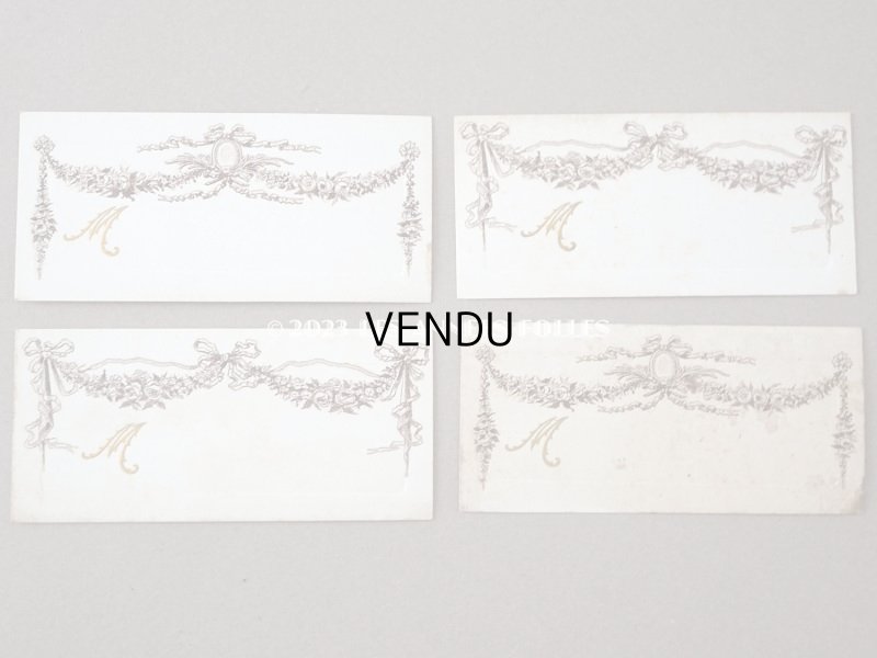 画像6: 未使用 アンティーク ウェディングのネームカード  20枚セット 薔薇&リボンのガーランド ルイ16世スタイル