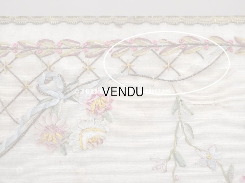 画像6: アンティーク ローズパニエ柄 リボン刺繍のグローブボックス　カルトナージュボックス　