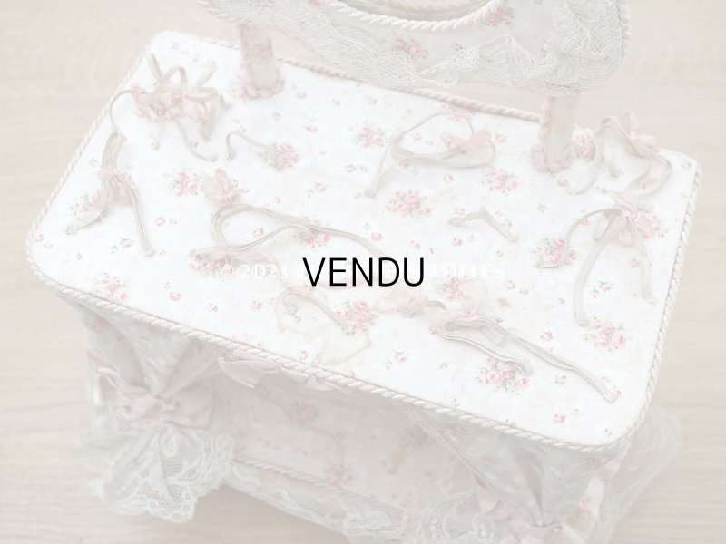 画像11: 【セール対象外】1900年代 カルトナージュラック コワフーズ 鏡台 ピンクの薔薇模様 子供用の玩具 