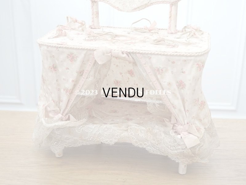 画像4: 【セール対象外】1900年代 カルトナージュラック コワフーズ 鏡台 ピンクの薔薇模様 子供用の玩具 