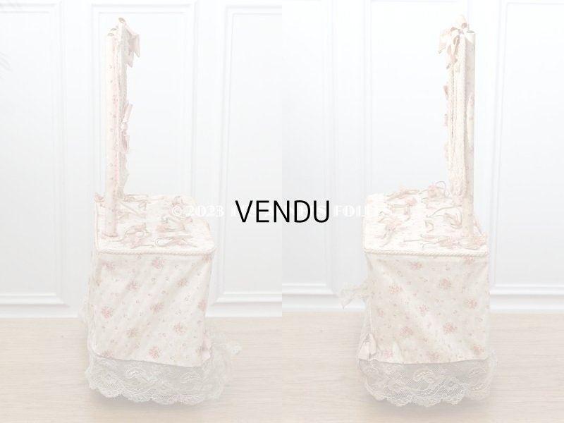 画像10: 【セール対象外】1900年代 カルトナージュラック コワフーズ 鏡台 ピンクの薔薇模様 子供用の玩具 