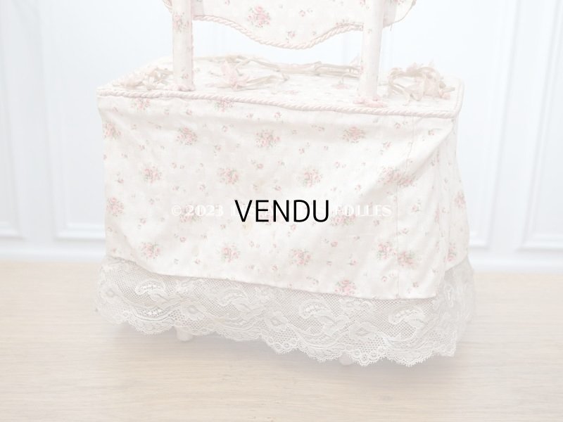 画像9: 【セール対象外】1900年代 カルトナージュラック コワフーズ 鏡台 ピンクの薔薇模様 子供用の玩具 