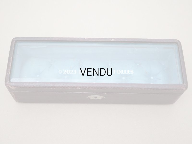 画像5: アンティーク 本革製 ジュエリーケース スモーキーブルーのシルク製クッション