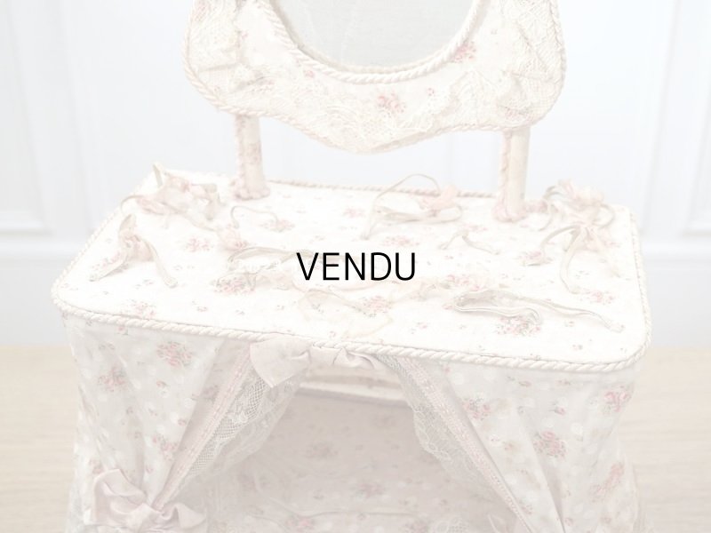 画像3: 【セール対象外】1900年代 カルトナージュラック コワフーズ 鏡台 ピンクの薔薇模様 子供用の玩具 