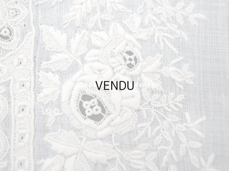 画像5: 19世紀 アンティーク  結婚式のハンカチ ホワイトワーク&ニードルレース