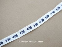 1900年代 アンティーク トリム マリンブルーの花刺繍入り 2.2m