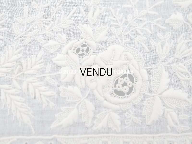 画像6: 19世紀 アンティーク  結婚式のハンカチ ホワイトワーク&ニードルレース