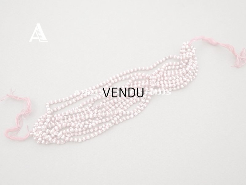 画像4: アンティーク 極小 スフレビーズ ライン入り メタリックピンク 3mm 約600ピース 吹きガラス製ビーズ