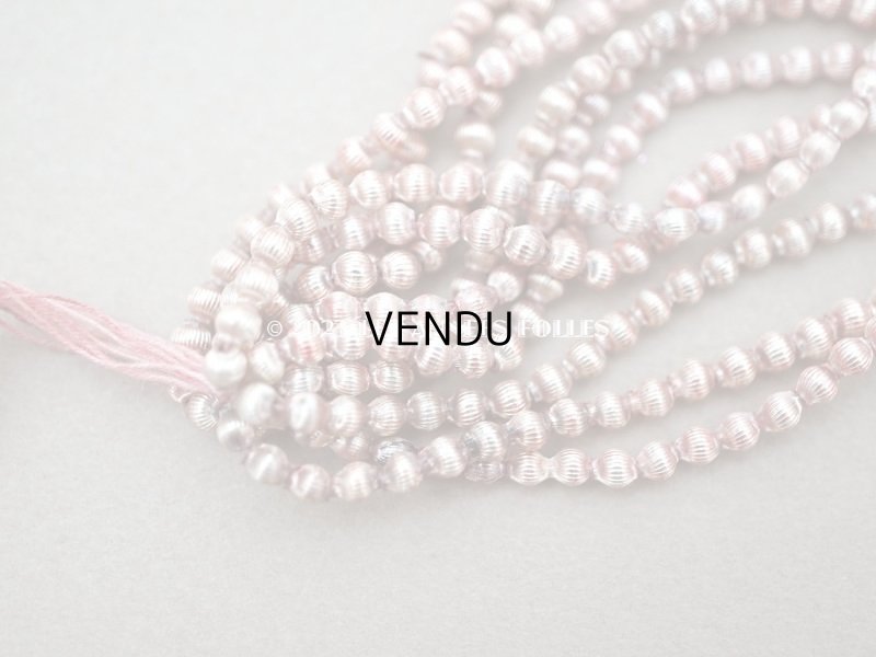 画像10: アンティーク 極小 スフレビーズ ライン入り メタリックピンク 3mm 約600ピース 吹きガラス製ビーズ