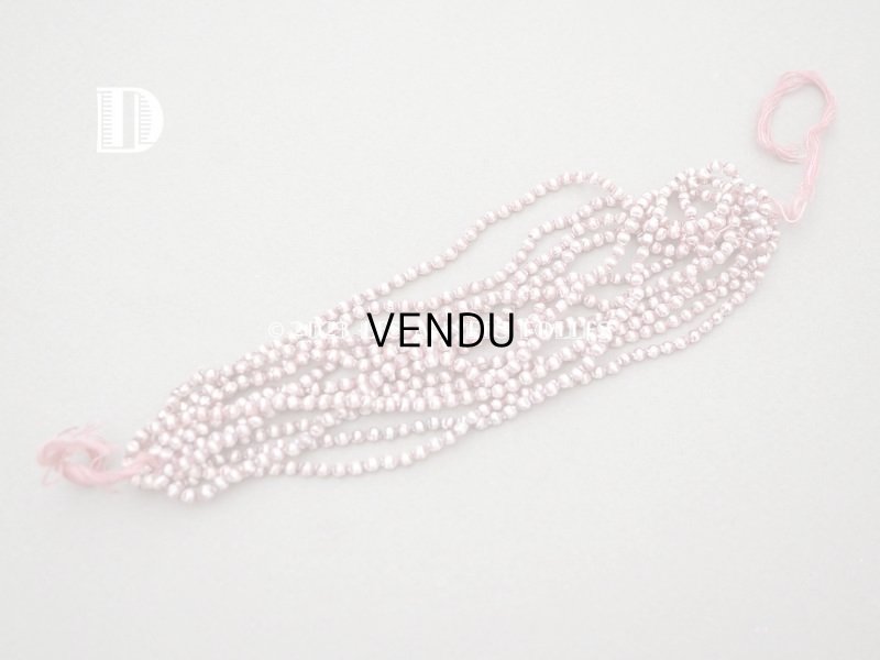 画像7: アンティーク 極小 スフレビーズ ライン入り メタリックピンク 3mm 約600ピース 吹きガラス製ビーズ