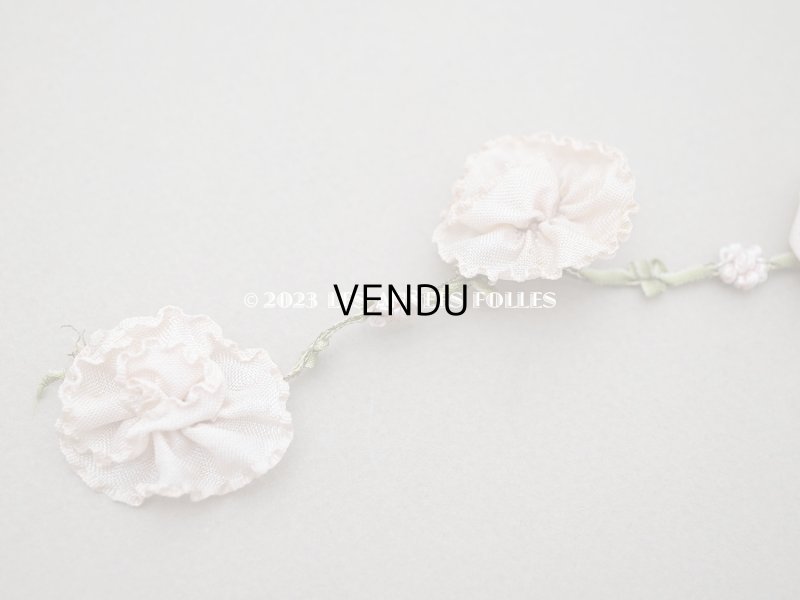 画像3: 未使用 1920年代 アンティーク 大きな薔薇のロココトリム ロココリボン パウダーピンク 