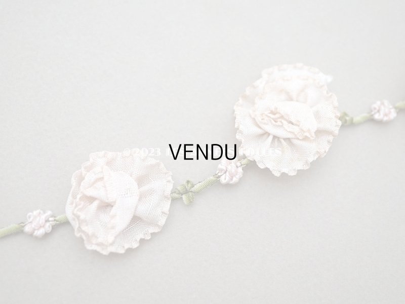 画像4: 未使用 1920年代 アンティーク 大きな薔薇のロココトリム ロココリボン パウダーピンク 