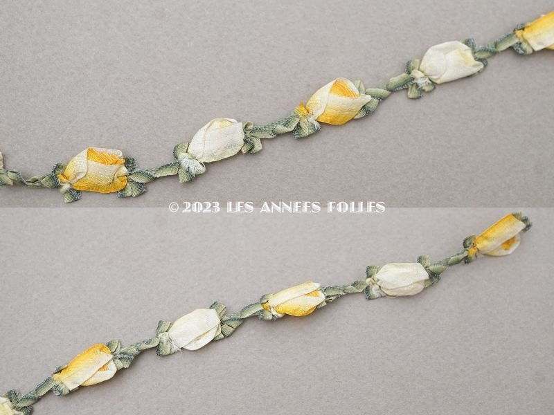 画像6: アンティーク 大きな薔薇のロココトリム ロココリボン レモン色　50cm