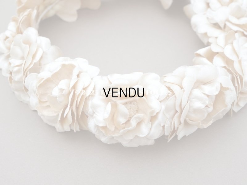 画像6: アンティーク 薔薇の布花のティアラ 花冠  アイボリー　シルクサテン