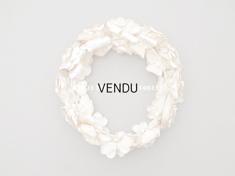 画像7: アンティーク 薔薇の布花のティアラ 花冠  アイボリー　シルクサテン