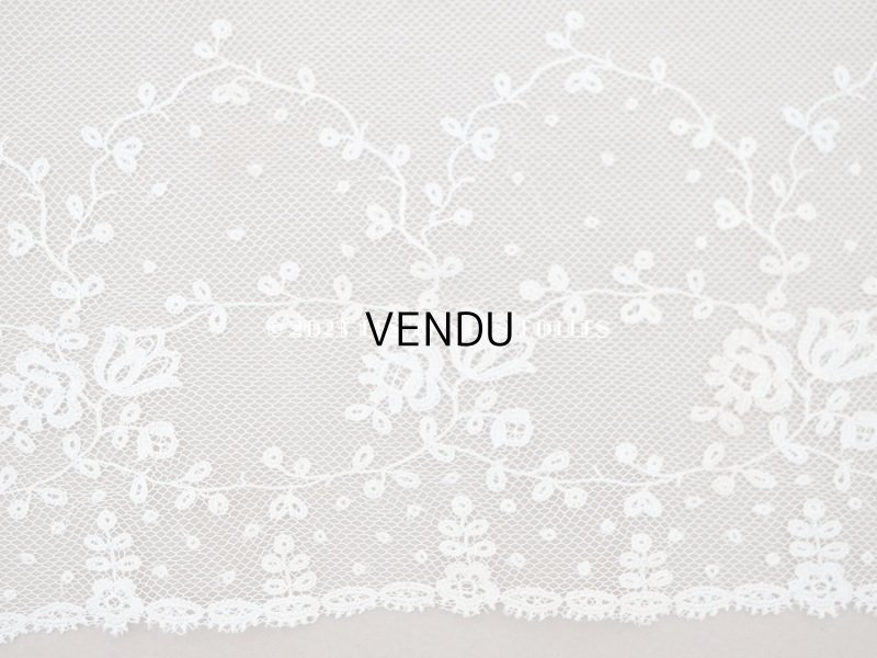 画像3: アンティーク 花の刺繍入り 幅広レース アイボリー　43cm 幅28cm