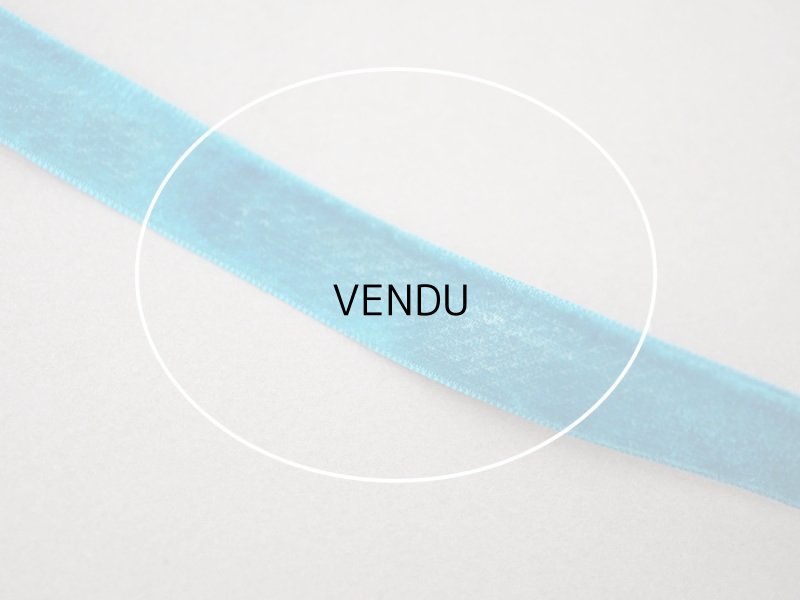 画像4: アンティーク シルク製 ベルベットのリボン ターコイズブルー 　ダブルフェイス　5.45m 1.3cm幅