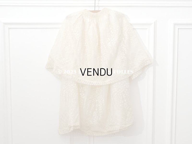 画像3: 1900年代 アンティーク 小さな女の子用 レース&シルク製ケープ 着丈56cm