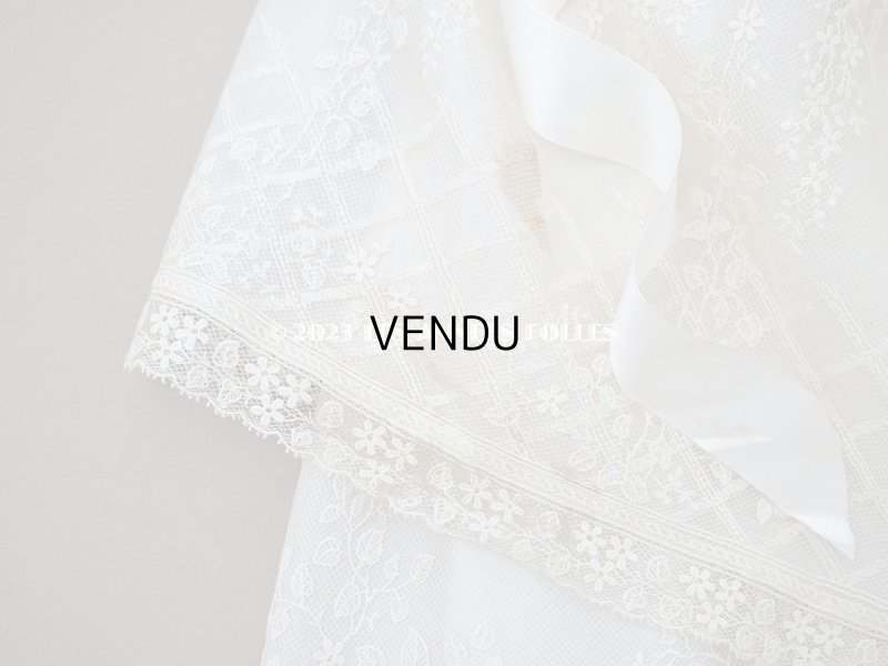 画像12: 1900年代 アンティーク 小さな女の子用 レース&シルク製ケープ 着丈56cm