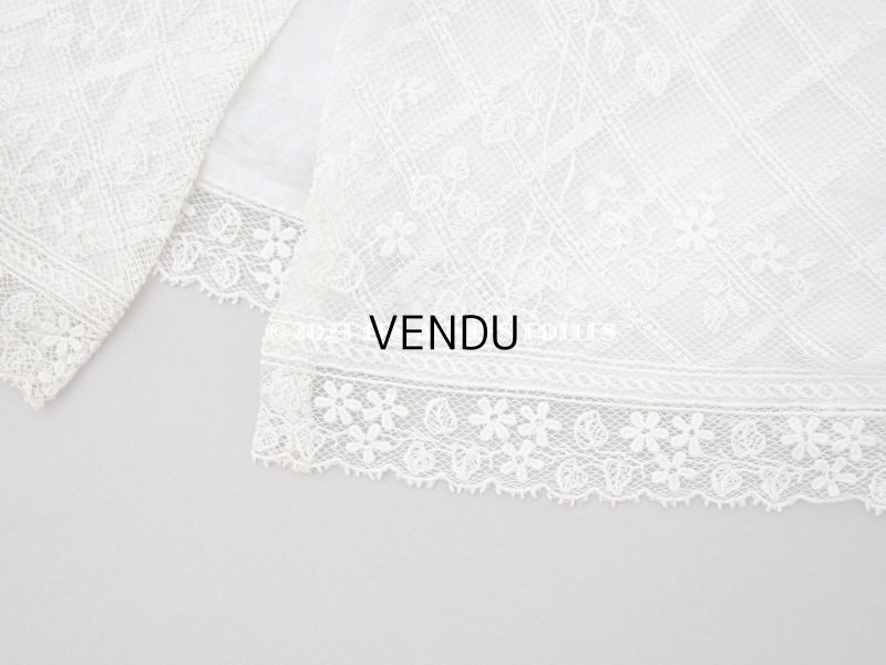 画像10: 1900年代 アンティーク 小さな女の子用 レース&シルク製ケープ 着丈56cm