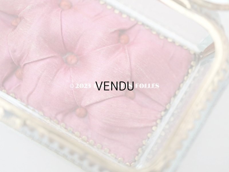 画像10: 19世紀 アンティーク 大きなジュエリーボックス ボルドーのシルク製クッション