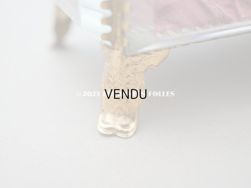 画像11: 19世紀 アンティーク 大きなジュエリーボックス ボルドーのシルク製クッション