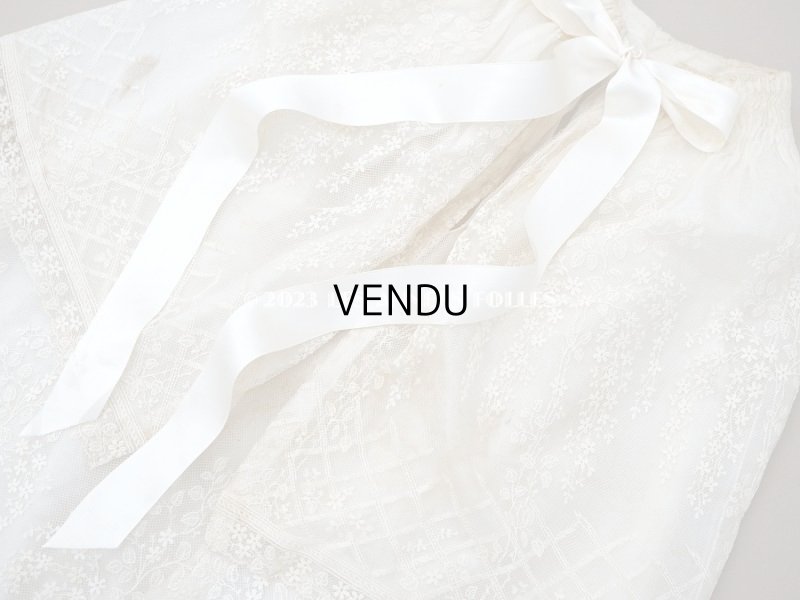 画像7: 1900年代 アンティーク 小さな女の子用 レース&シルク製ケープ 着丈56cm