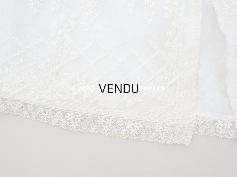 画像13: 1900年代 アンティーク 小さな女の子用 レース&シルク製ケープ 着丈56cm