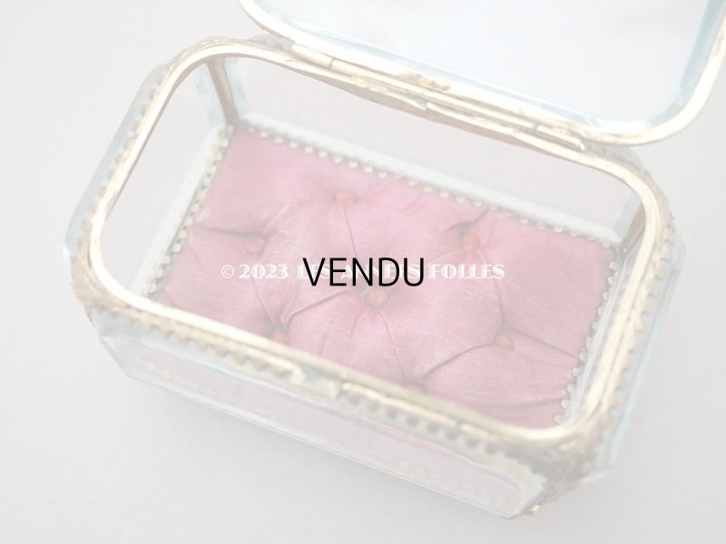 画像8: 19世紀 アンティーク 大きなジュエリーボックス ボルドーのシルク製クッション