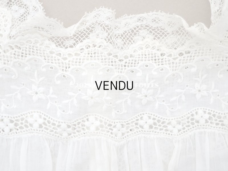 画像10: アンティーク 洗礼式のベビードレス 小花模様の手刺繍&手縫い