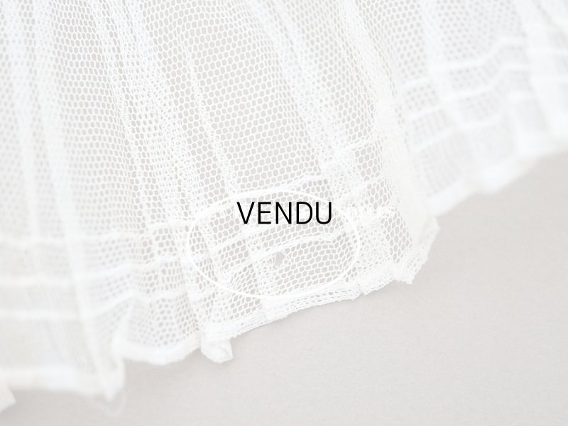 画像5: アンティーク チュールレースのプリーツリボン ライン入り エクリュ 42cm 7.8cm幅