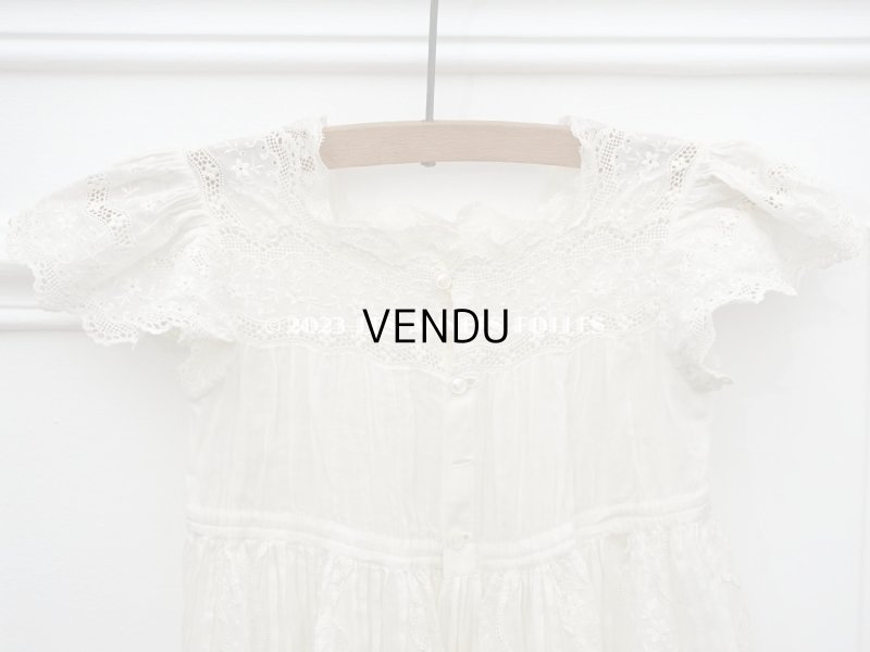 画像5: アンティーク 洗礼式のベビードレス 小花模様の手刺繍&手縫い