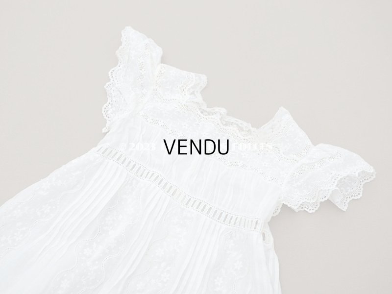 画像8: アンティーク 洗礼式のベビードレス 小花模様の手刺繍&手縫い