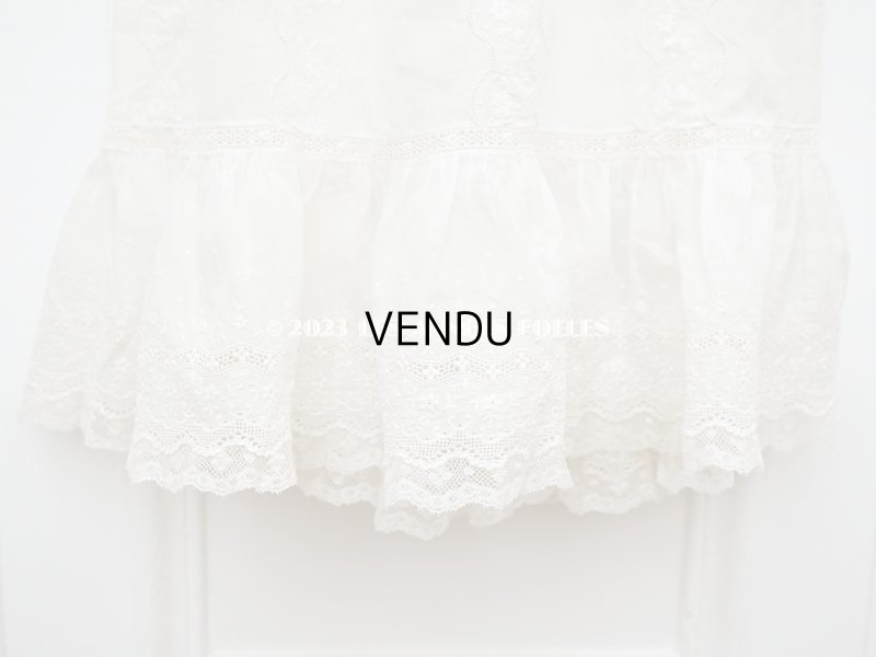 画像4: アンティーク 洗礼式のベビードレス 小花模様の手刺繍&手縫い