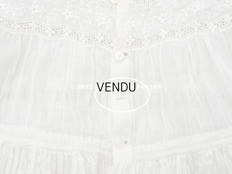 画像15: アンティーク 洗礼式のベビードレス 小花模様の手刺繍&手縫い