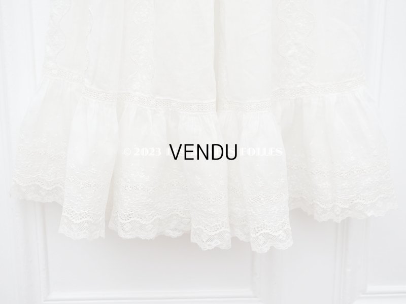 画像7: アンティーク 洗礼式のベビードレス 小花模様の手刺繍&手縫い