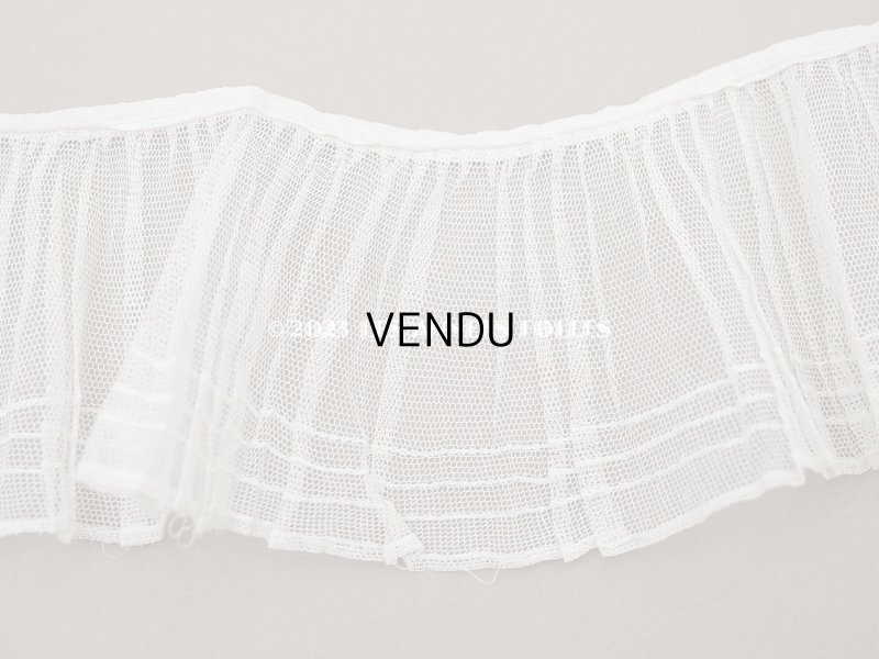 画像4: アンティーク チュールレースのプリーツリボン ライン入り エクリュ 42cm 7.8cm幅