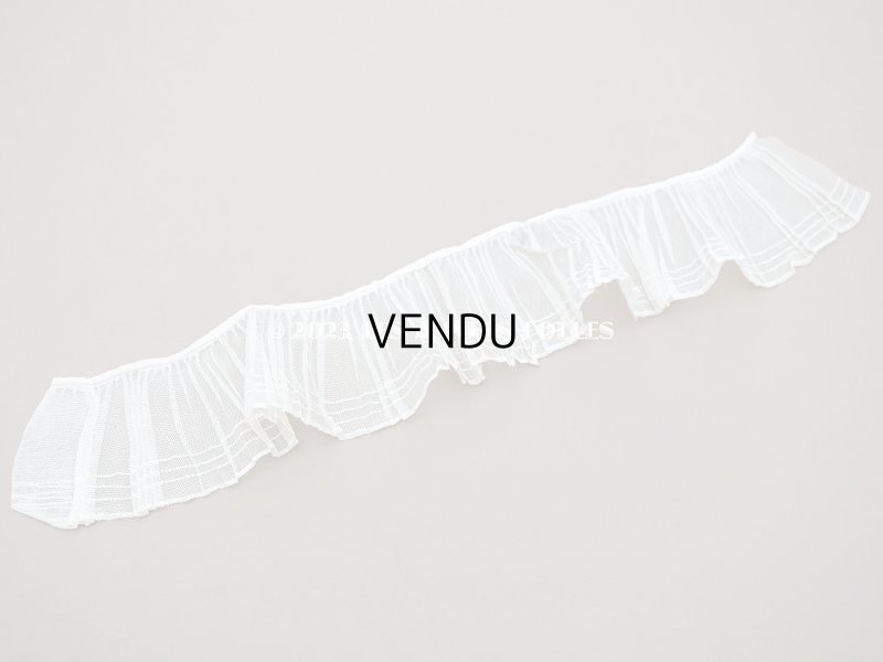 画像3: アンティーク チュールレースのプリーツリボン ライン入り エクリュ 42cm 7.8cm幅