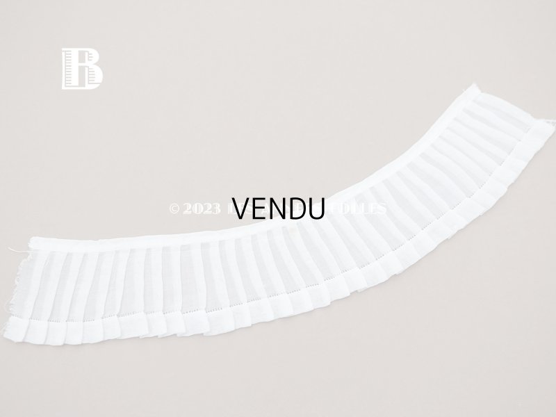 画像5: アンティーク プリーツリボン コットンオーガンジー オフホワイト 34cm 6.7cm幅  