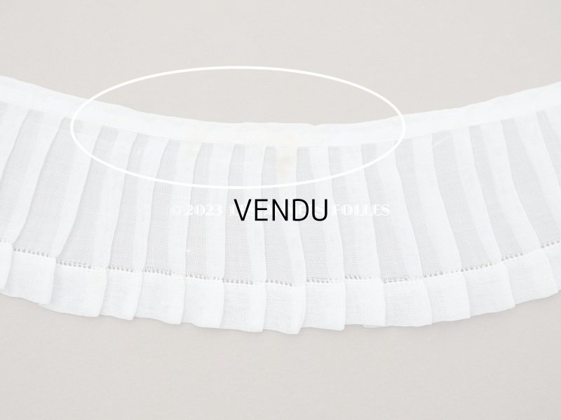 画像7: アンティーク プリーツリボン コットンオーガンジー オフホワイト 34cm 6.7cm幅  