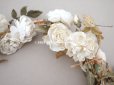 画像8: アンティーク 白薔薇の大きな花冠 オフホワイト 布花のティアラ