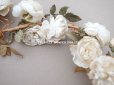 画像9: アンティーク 白薔薇の大きな花冠 オフホワイト 布花のティアラ