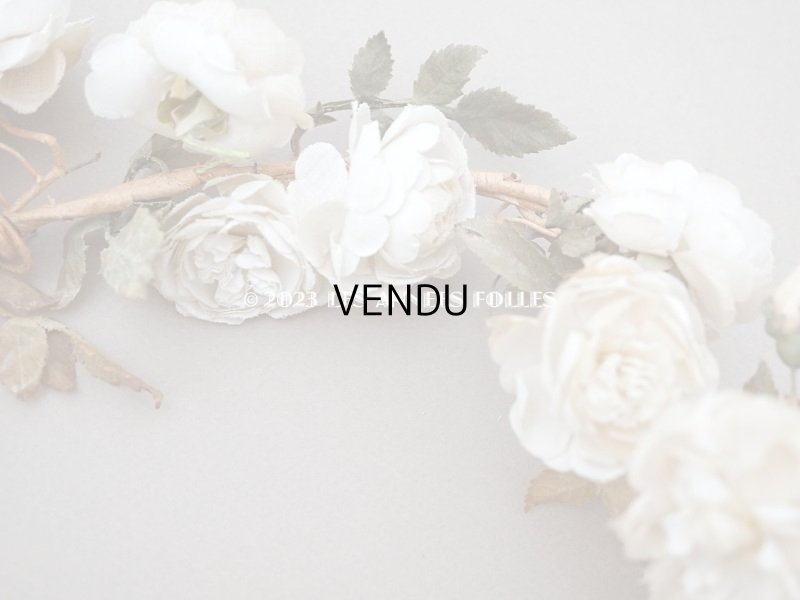 画像9: アンティーク 白薔薇の大きな花冠 オフホワイト 布花のティアラ