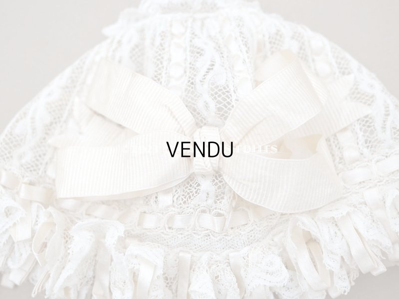 画像7: ＊蚤の市＊アンティーク バテム用 レースのボネ パウダーピンクのリボン ベビー用ボネ