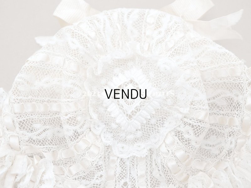 画像6: ＊蚤の市＊アンティーク バテム用 レースのボネ パウダーピンクのリボン ベビー用ボネ