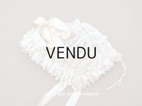 ＊蚤の市＊アンティーク バテム用 レースのボネ パウダーピンクのリボン ベビー用ボネ