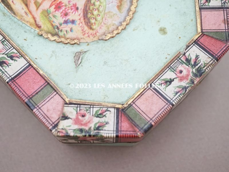 画像7: *蚤の市*19世紀 アンティーク お菓子箱 チョコレートボックス ピンクの薔薇模様