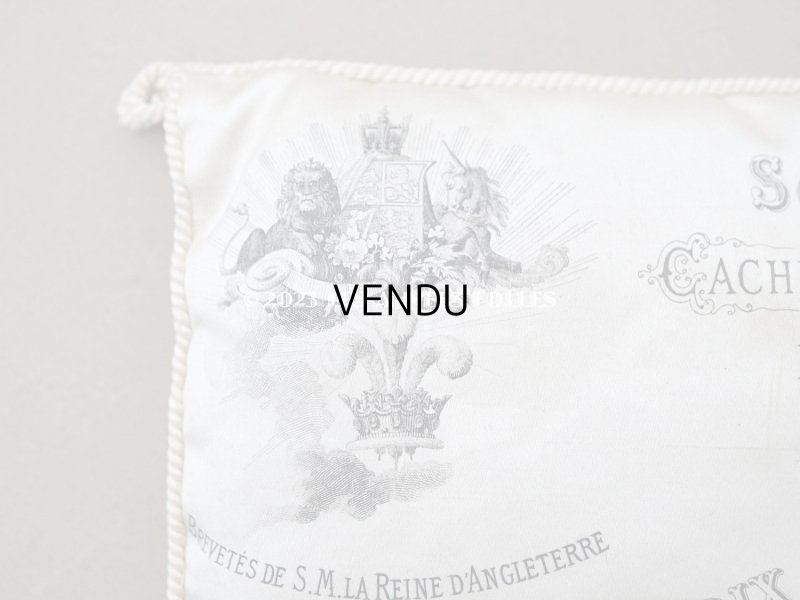 画像4: 19世紀末 アンティーク  シルク製クッション LYONのシルク専門店 SOIERIES CACHEMIRES DES INDES DENTELLES - MARIX FRERES JEUNES -